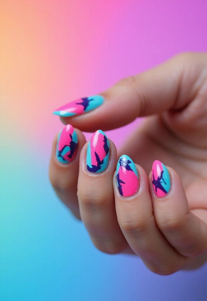 50 Simple Acrylic Nail Ideas for Everyday - 19. Bright Neon Accents