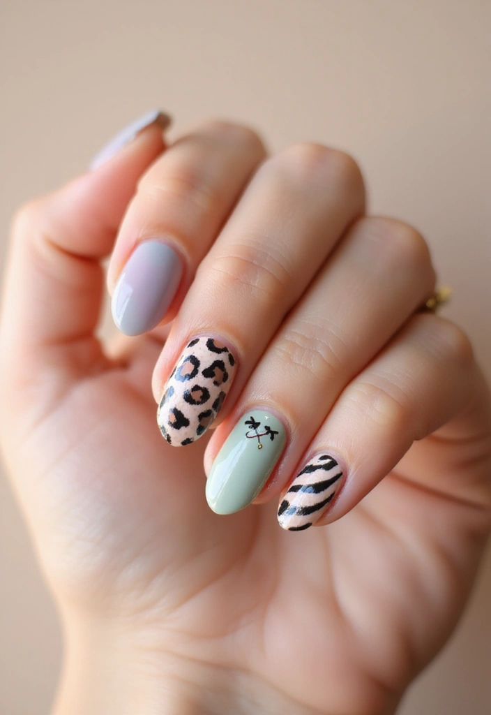50 Simple Acrylic Nail Ideas for Everyday - 20. Whimsical Animal Prints