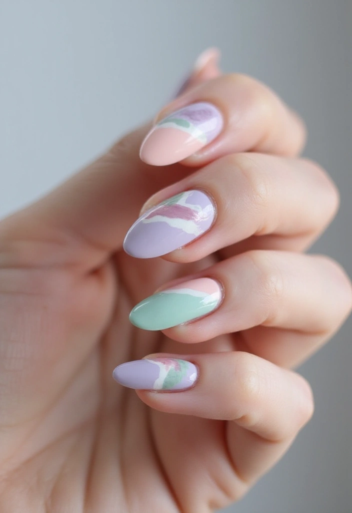 50 Simple Acrylic Nail Ideas for Everyday - 22. Gentle Brushstrokes