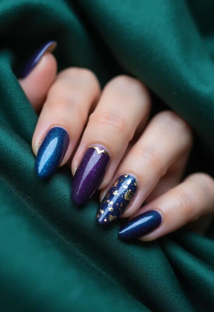 50 Simple Acrylic Nail Ideas for Everyday - 26. Simple Jewel Tones