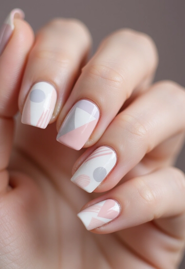 50 Simple Acrylic Nail Ideas for Everyday - 3. Minimalist Geometric Patterns