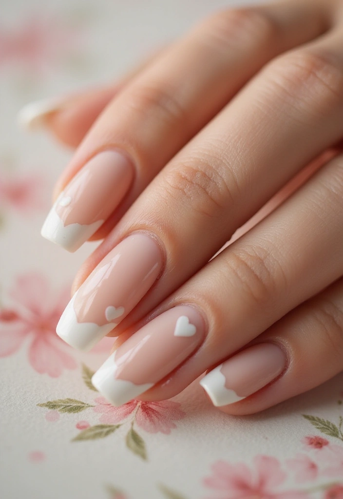 50 Simple Acrylic Nail Ideas for Everyday - 31. Simple Heart Accents
