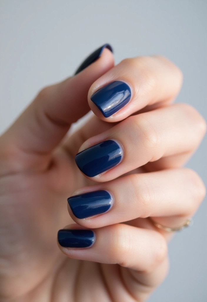 50 Simple Acrylic Nail Ideas for Everyday - 34. Classic Navy Blue