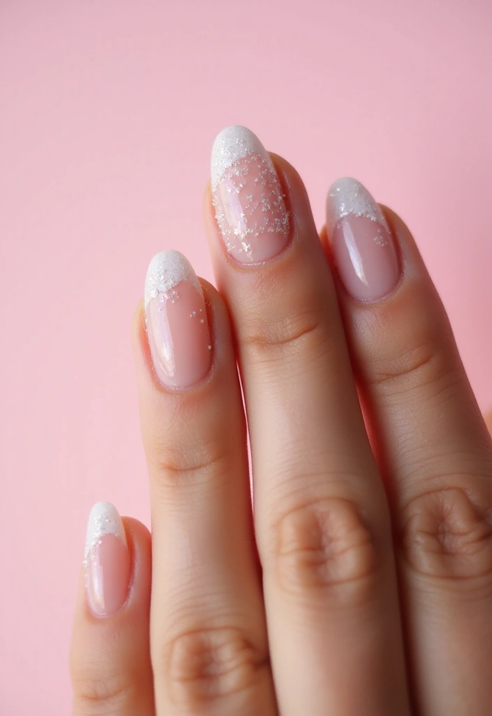 50 Simple Acrylic Nail Ideas for Everyday - 37. Subtle Glitter French Tips