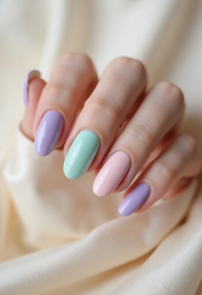 50 Simple Acrylic Nail Ideas for Everyday - 41. Shiny Pearlescent Finish