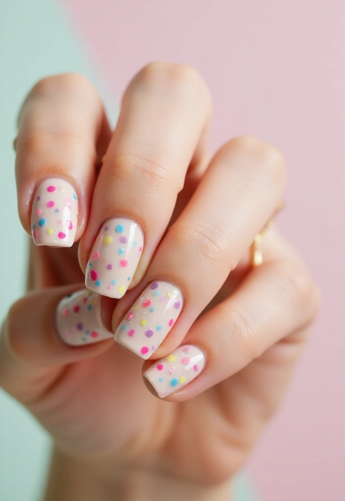 50 Simple Acrylic Nail Ideas for Everyday - 47. Playful Confetti Accents