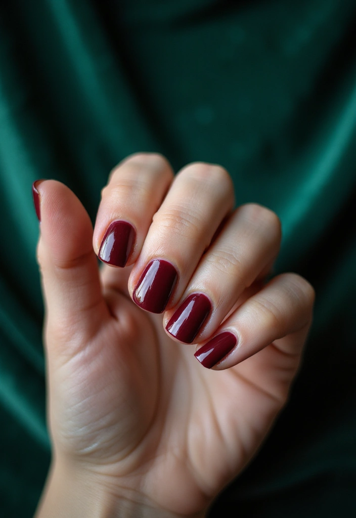 50 Simple Acrylic Nail Ideas for Everyday - 48. Classic Burgundy Beauty