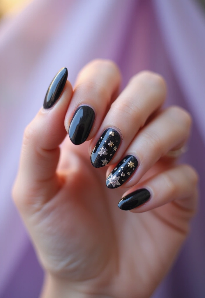 50 Simple Acrylic Nail Ideas for Everyday - 49. Simple Twinkling Stars