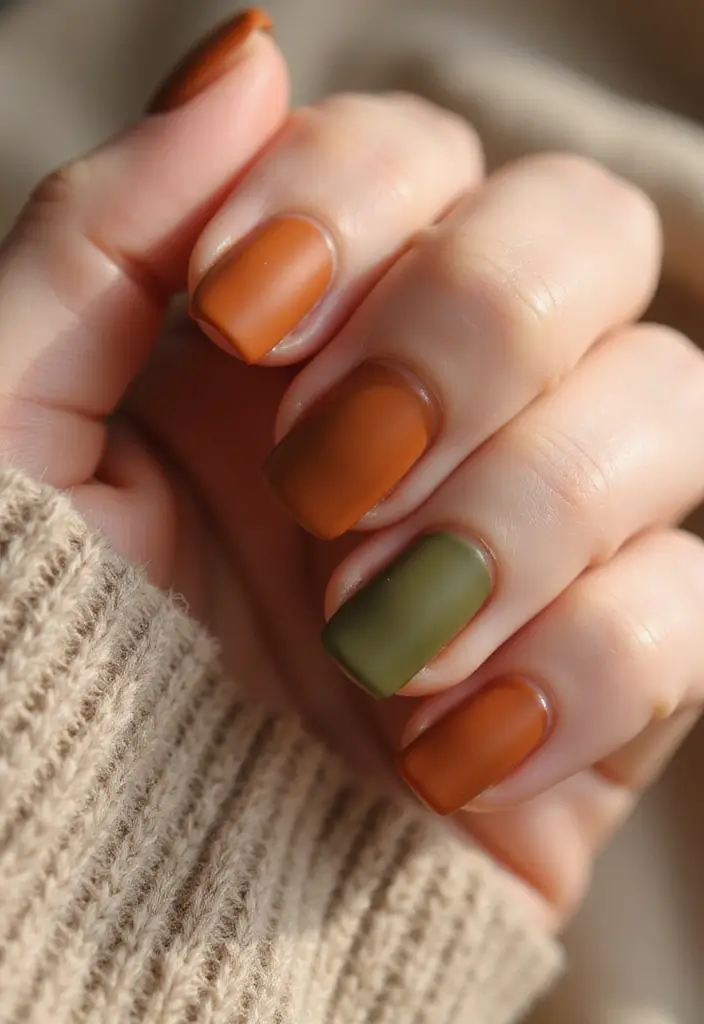 50 Simple Acrylic Nail Ideas for Everyday - 5. Earthy Tones with Matte Finish