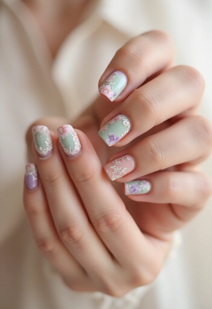 50 Simple Acrylic Nail Ideas for Everyday - 7. Soft Floral Accents