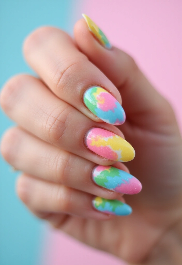 50 Stunning Acrylic Nail Design Ideas for Unmatched Durability - 11. Tie-Dye Trends