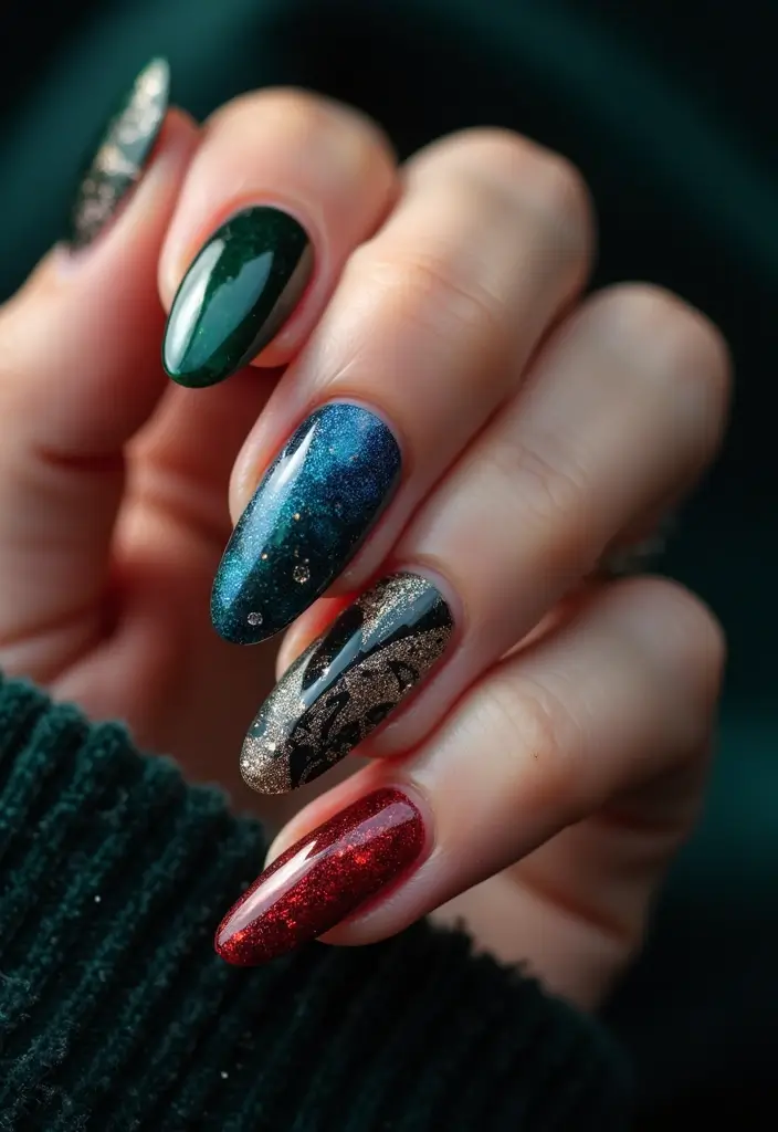 50 Stunning Acrylic Nail Design Ideas for Unmatched Durability - 14. Jewel Tones