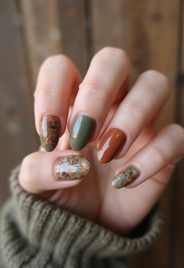 50 Stunning Acrylic Nail Design Ideas for Unmatched Durability - 21. Earthy Tones