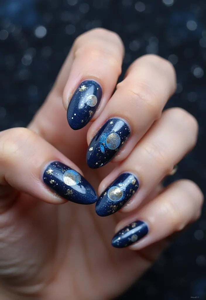 50 Stunning Acrylic Nail Design Ideas for Unmatched Durability - 35. Cosmic Wonders