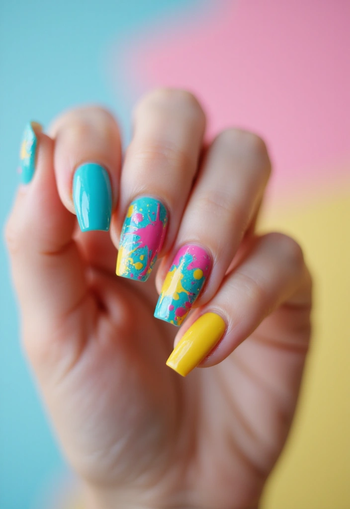 50 Stunning Acrylic Nail Design Ideas for Unmatched Durability - 36. Artistic Splashes