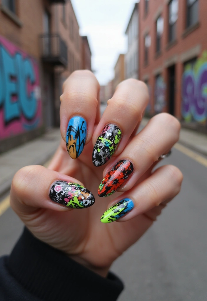50 Stunning Acrylic Nail Design Ideas for Unmatched Durability - 42. Graffiti Art