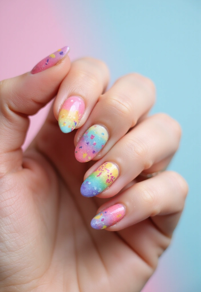 50 Stunning Acrylic Nail Design Ideas for Unmatched Durability - 46. Rainbow Dreams