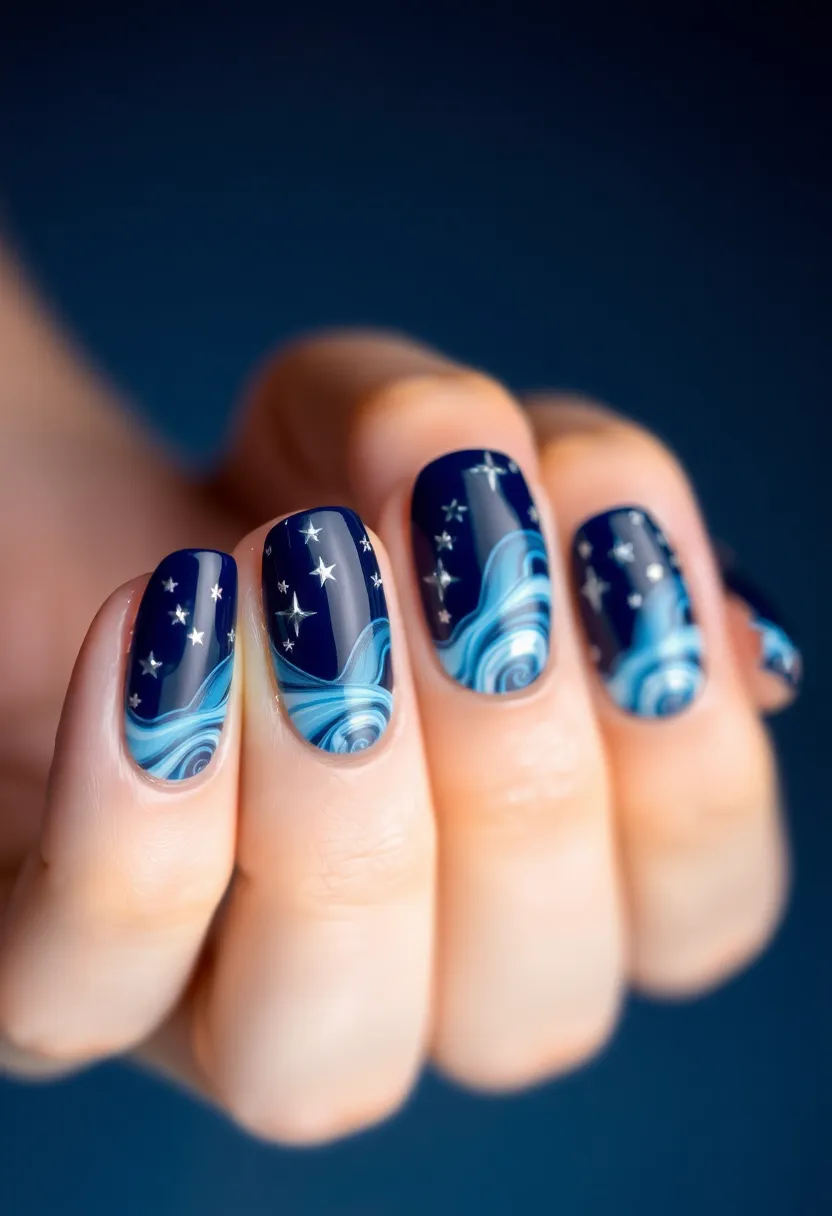 50 Top Nail Trends for 2025's Innovative - 11. Starry Night Waves