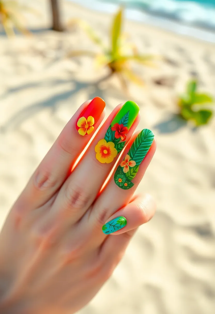 50 Top Nail Trends for 2025's Innovative - 12. Tropical Splash