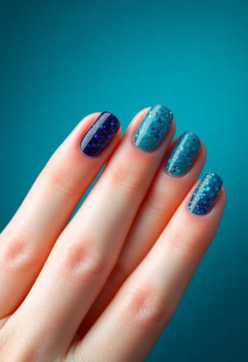 50 Top Nail Trends for 2025's Innovative - 24. Glittering Ocean Depths