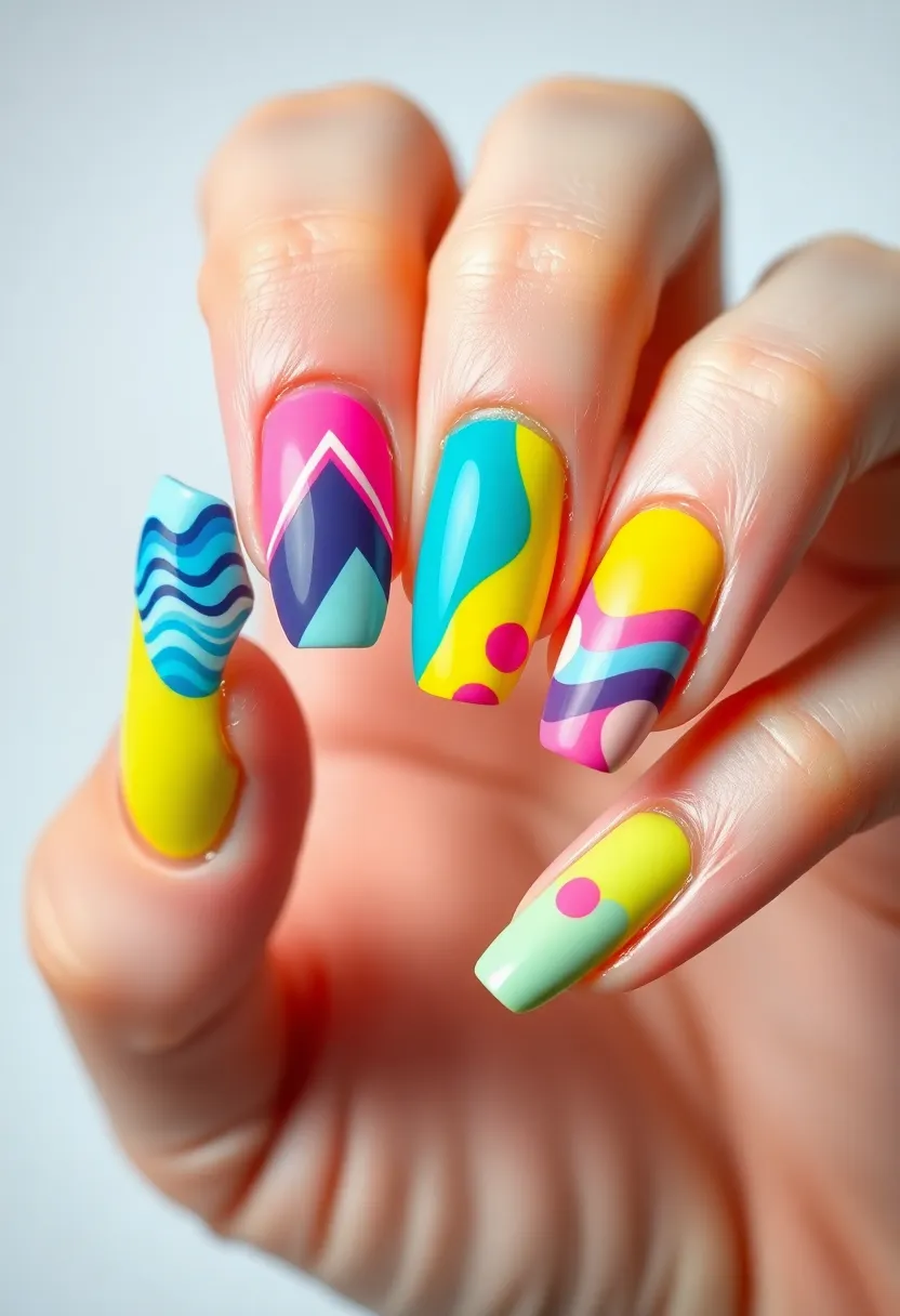 50 Top Nail Trends for 2025's Innovative - 25. Retro Wave Patterns