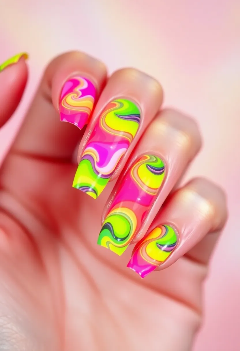 50 Top Nail Trends for 2025's Innovative - 29. Neon Splash