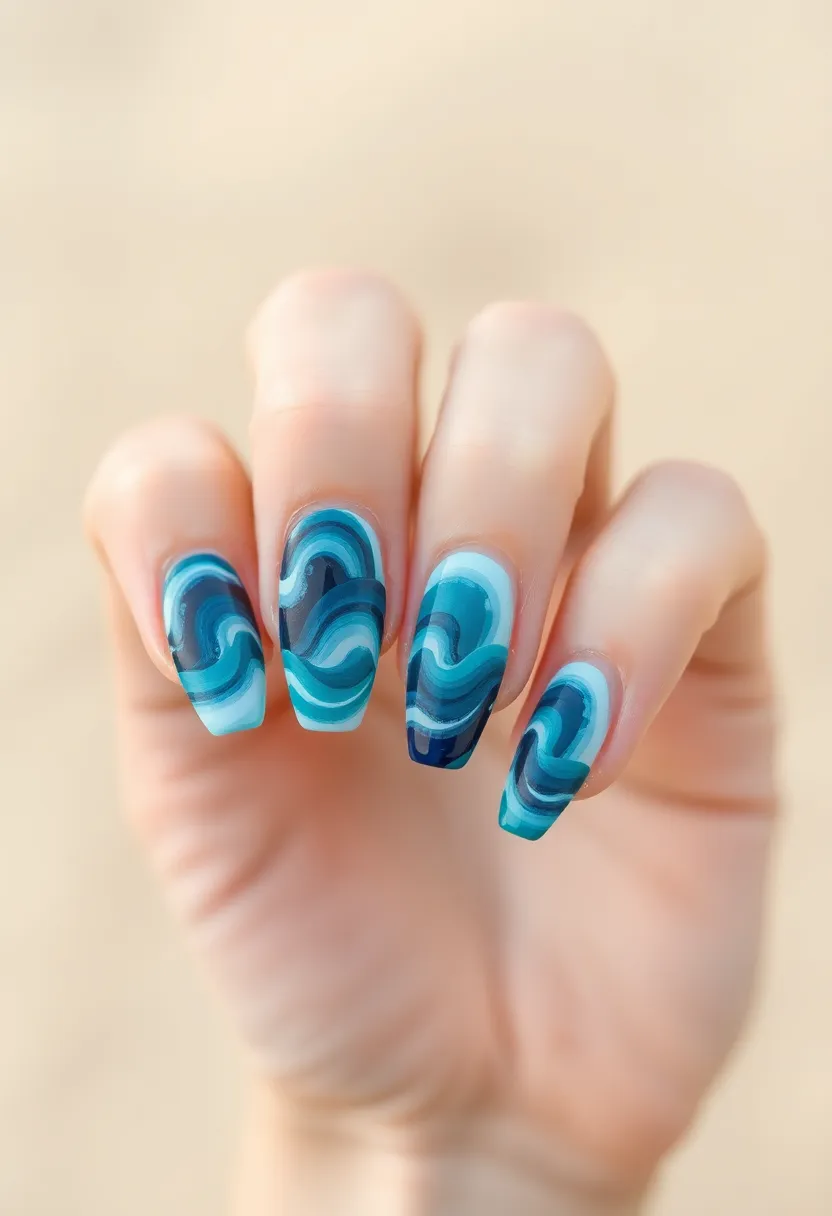 50 Top Nail Trends for 2025's Innovative - 44. Wave Brush Strokes