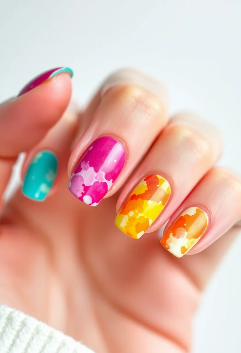 50 Top Nail Trends for 2025's Innovative - 45. Watercolor Splatter