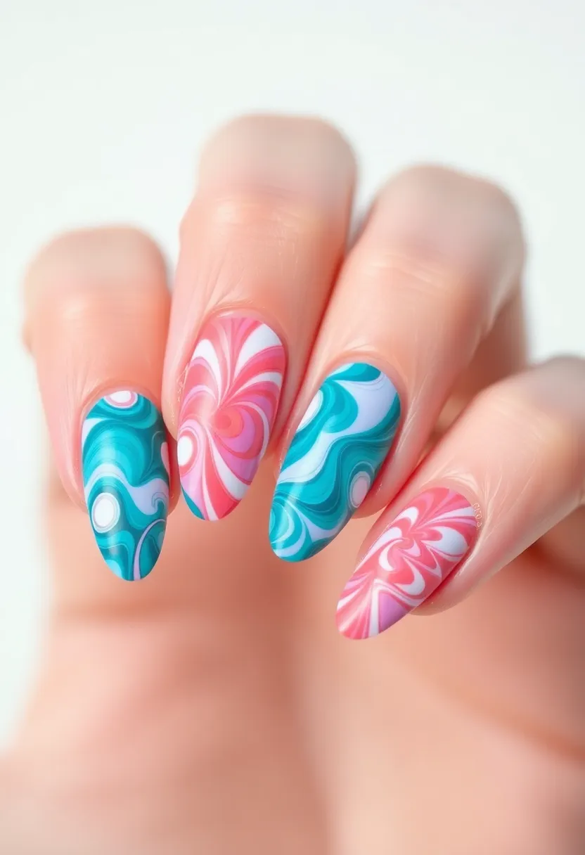 50 Top Nail Trends for 2025's Innovative - 47. Swirling Waters