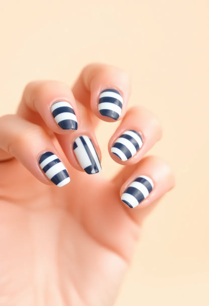 50 Top Nail Trends for 2025's Innovative - 7. Nautical Stripes