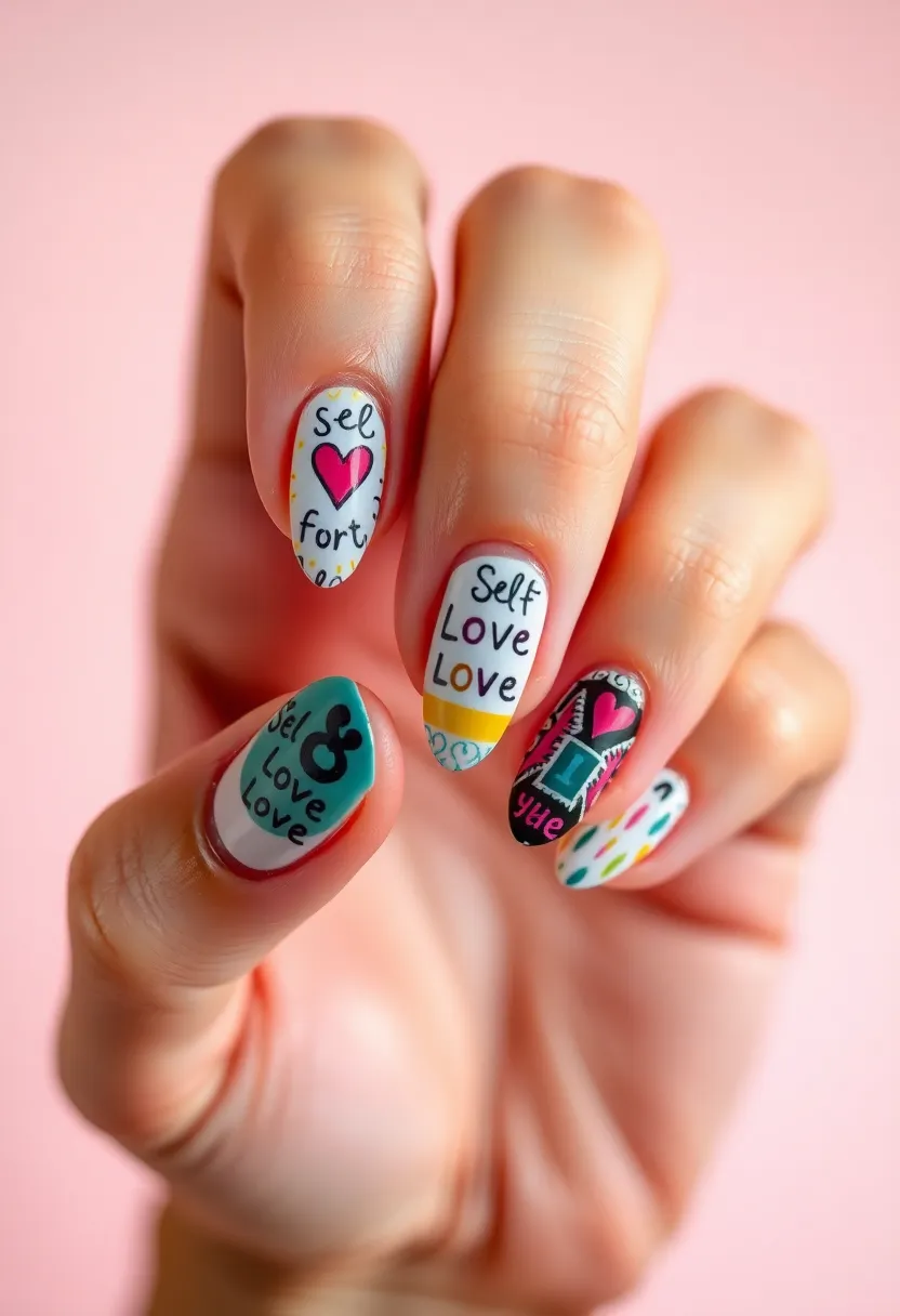 50 Ultimate Nail Ideas for Endless Empowering Inspiration - 50. Self-Love Messages