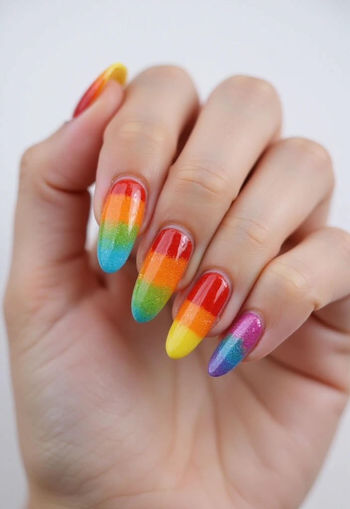 50 Versatile Acrylic Nail Ideas for All Lengths and Lifestyles - 19. Rainbow Nail Art