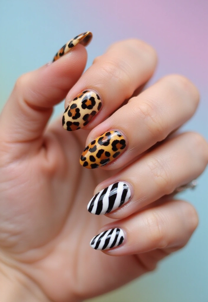 50 Versatile Acrylic Nail Ideas for All Lengths and Lifestyles - 24. Fun Animal Prints