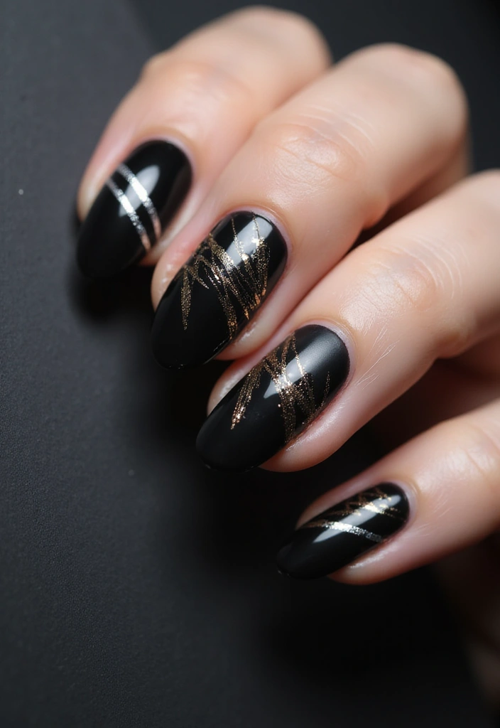 50 Versatile Acrylic Nail Ideas for All Lengths and Lifestyles - 45. Edgy Metallic Stripes