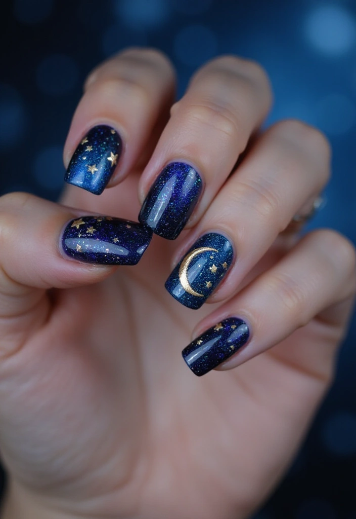 50 Versatile Acrylic Nail Ideas for All Lengths and Lifestyles - 47. Celestial Themes
