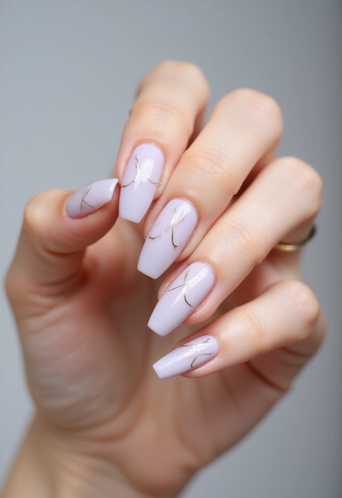 50 Versatile Acrylic Nail Ideas for All Lengths and Lifestyles - 48. Minimalist Gold Lines