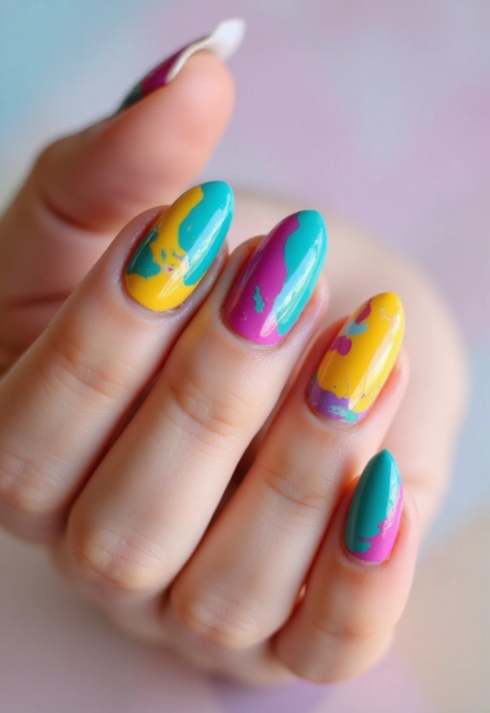 50 Versatile Acrylic Nail Ideas for All Lengths and Lifestyles - 50. Playful Colorful Swirls