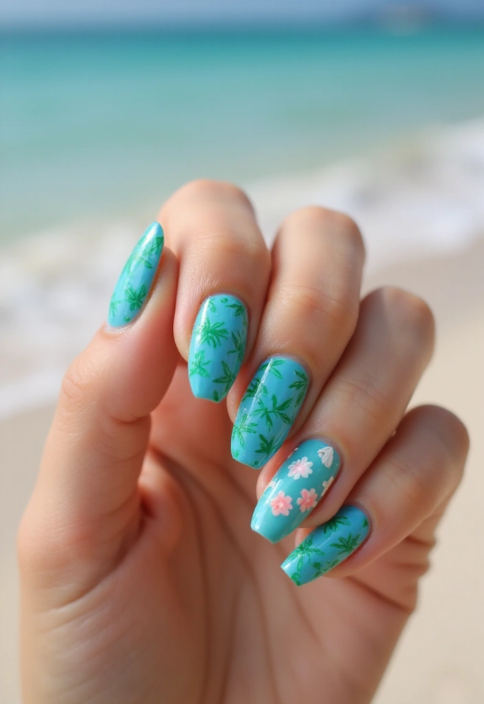 50 Versatile Blue Nail Ideas for Every Mood and Epic Moment - 31. Blue and Green Fantasy