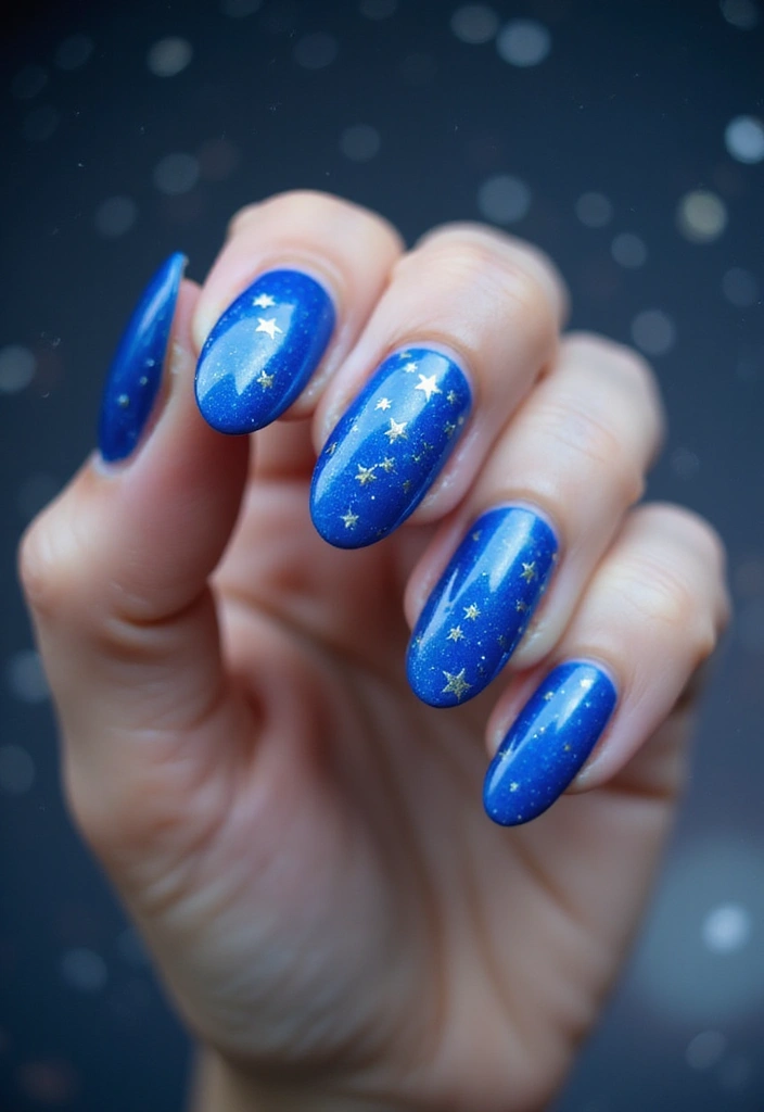 50 Versatile Blue Nail Ideas for Every Mood and Epic Moment - 34. Blue Twinkle and Shine