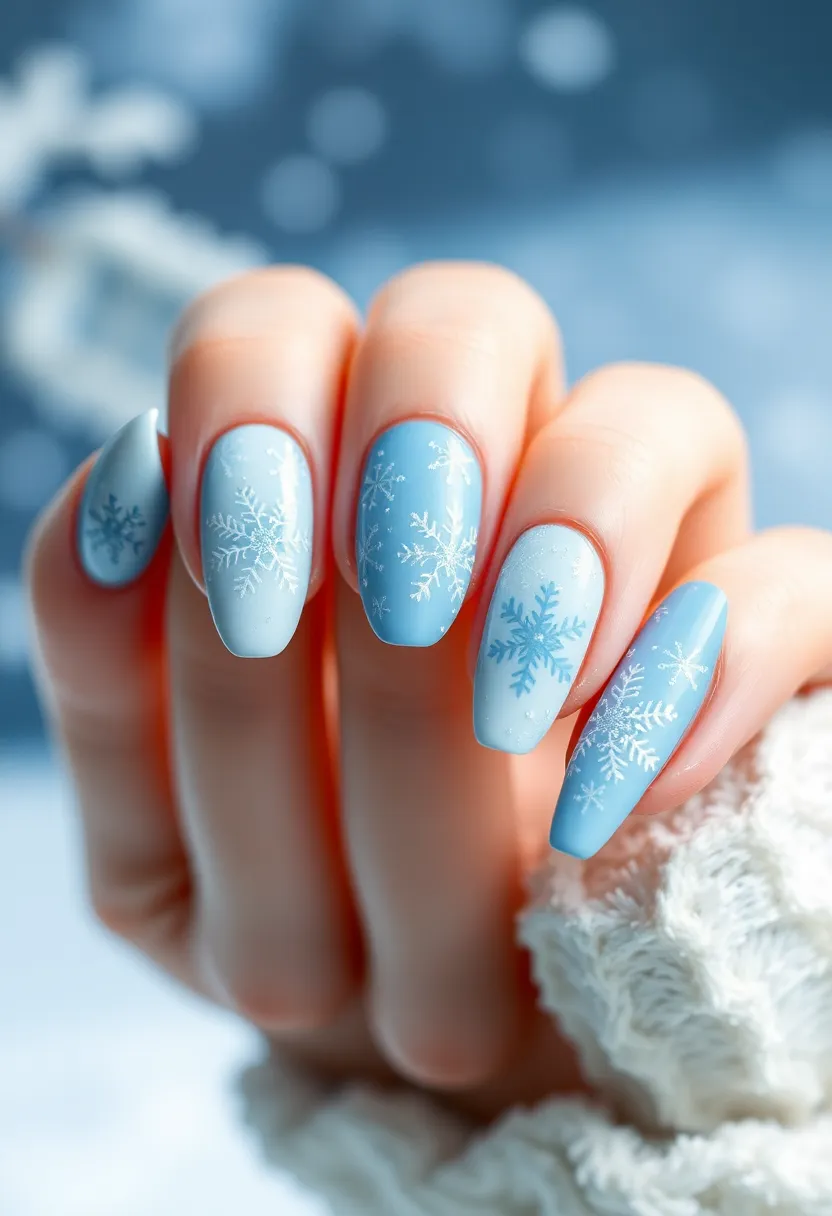 50 Winter Nail Ideas for 2025's Cozy - 13. Sparkling Snowflakes
