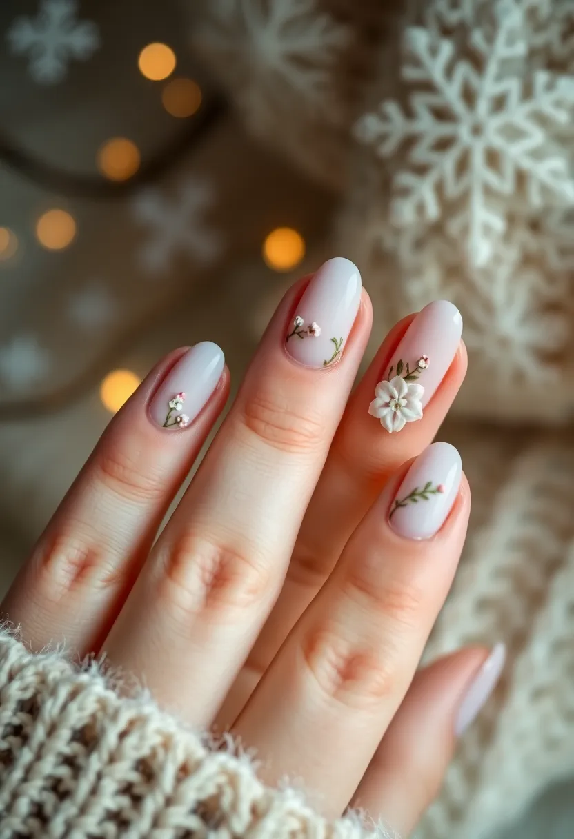 50 Winter Nail Ideas for 2025's Cozy - 14. Winter Floral Prints