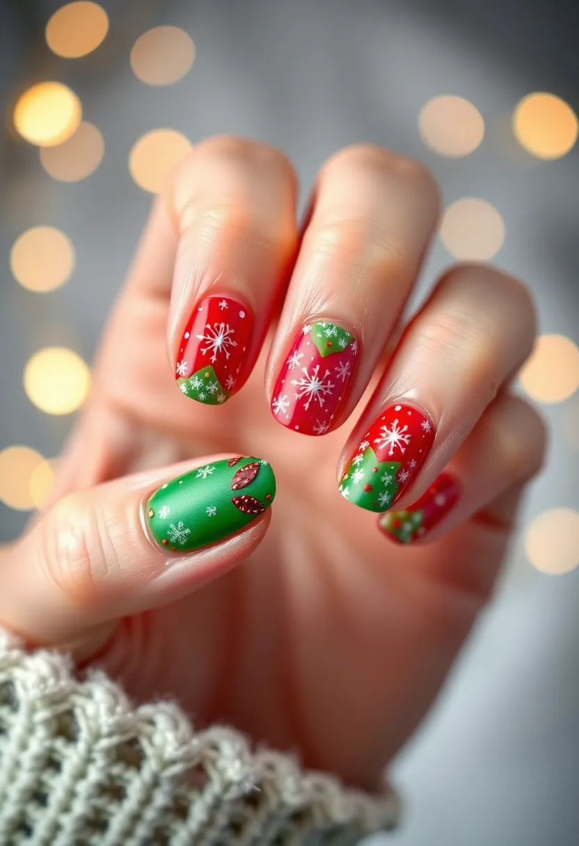50 Winter Nail Ideas for 2025's Cozy - 15. Holiday Spirit Designs