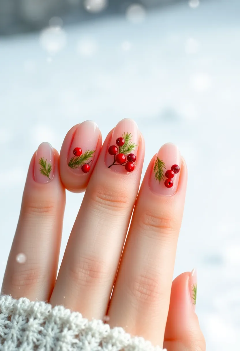 50 Winter Nail Ideas for 2025's Cozy - 16. Nature-Inspired Art
