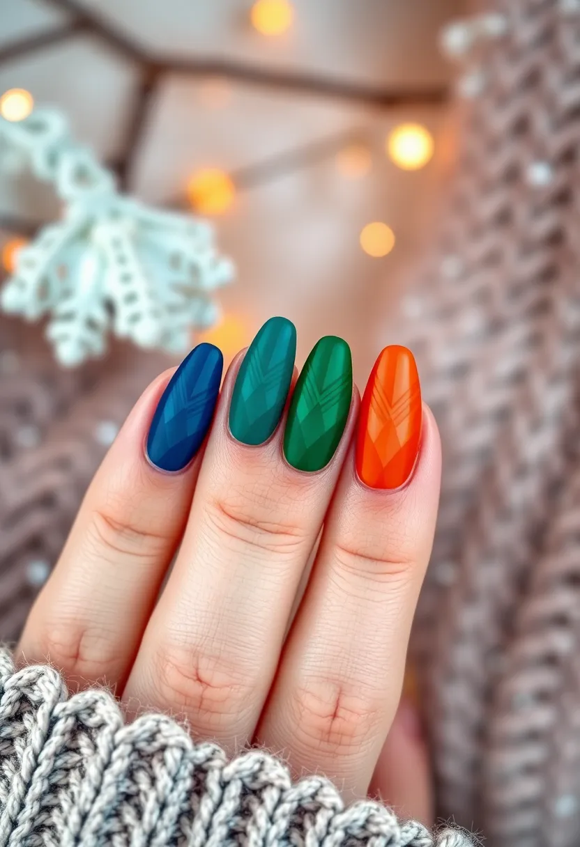 50 Winter Nail Ideas for 2025's Cozy - 18. Color Blocked Designs