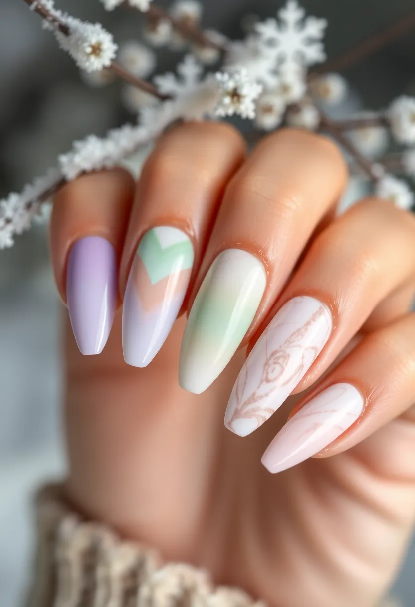 50 Winter Nail Ideas for 2025's Cozy - 20. Layered and Textured Designs
