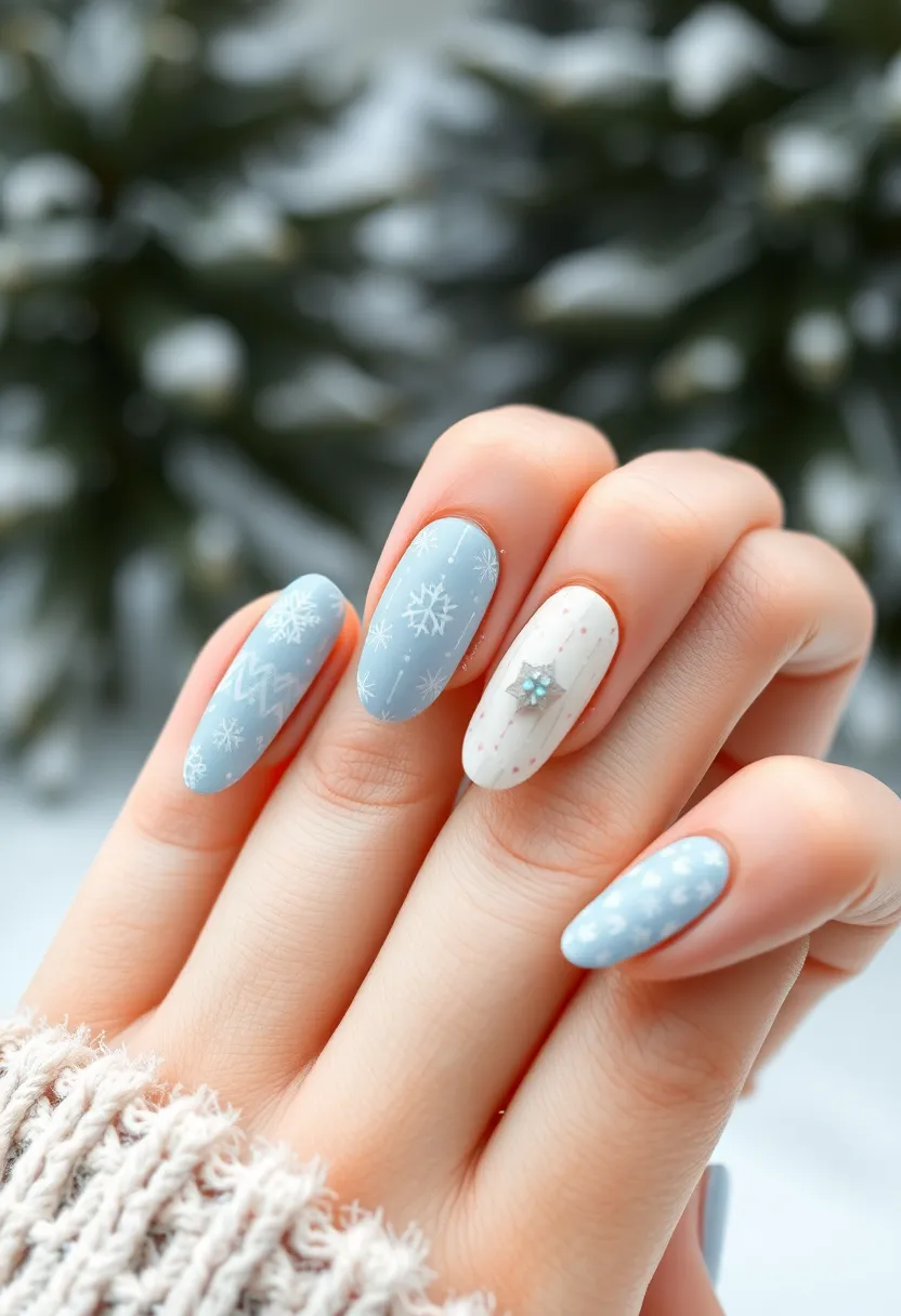 50 Winter Nail Ideas for 2025's Cozy - 21. Cozy Mismatched Designs