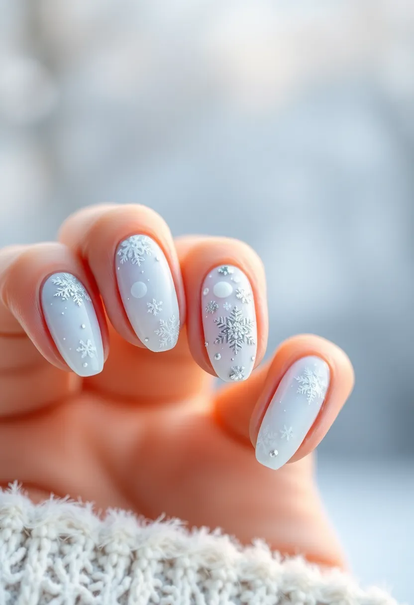 50 Winter Nail Ideas for 2025's Cozy - 24. Ethereal Frosty Touch