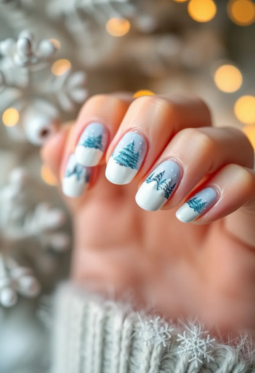 50 Winter Nail Ideas for 2025's Cozy - 26. Miniature Landscapes