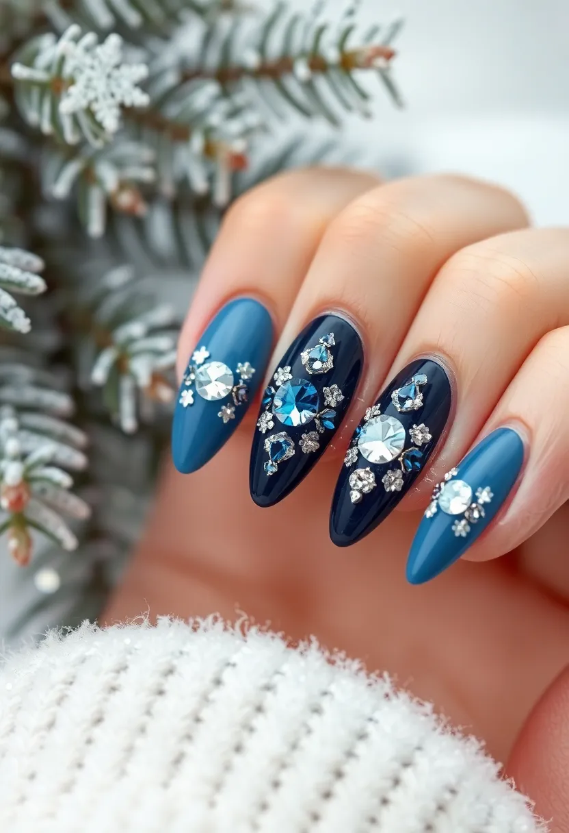 50 Winter Nail Ideas for 2025's Cozy - 29. Crystal Accents