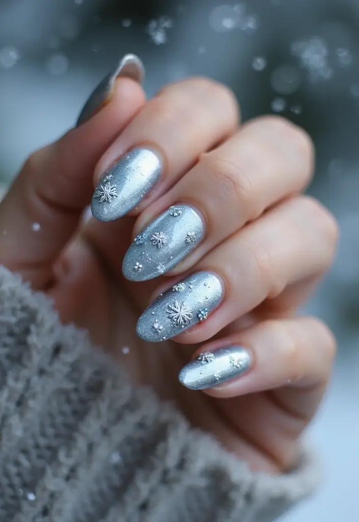 50 Winter Nail Ideas for 2025's Cozy - 3. Metallic Magic